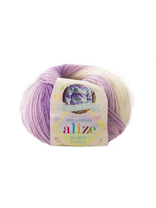 Пряжа секционного крашения  для ручного вязания Alize «Baby wool batik-7254» 175 метров, 50 гр 