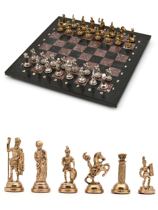 Шахматы бронзовые с каменной доской «Римская империя-2» 38x38 см