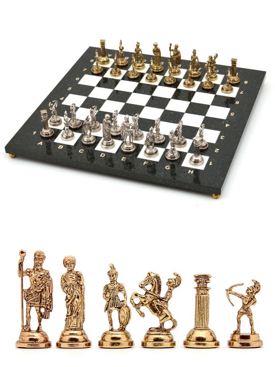 Шахматы бронзовые с каменной доской «Римская империя» 38x38 см