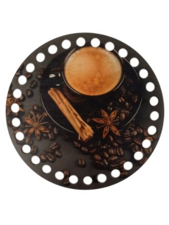 Донышко для вязания «Чашка с кофе» деревянное, 15 см