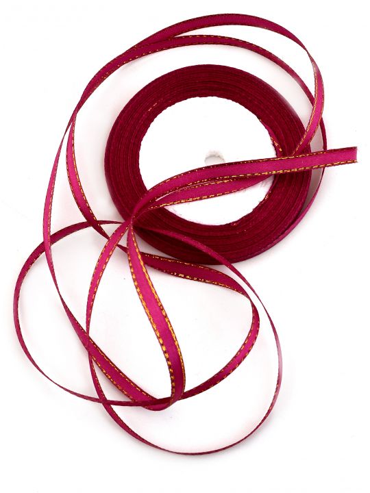 Лента атласная с люрексом 6 мм пурпурная 22,4 м