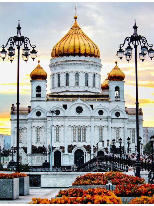 Алмазная мозаика «Храм Христа Спасителя» 90x70 см, 30 цветов