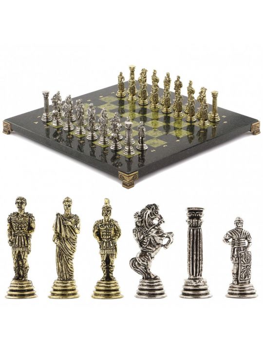 Шахматы металлические с каменной доской «Римские легионеры» 32х32 см Шахматы металлические с каменной доской «Римские легионеры» 32х32 см