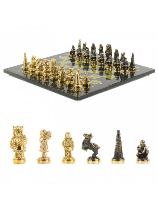 Шахматы металлические с каменной доской «Северные народы» 40х40 см