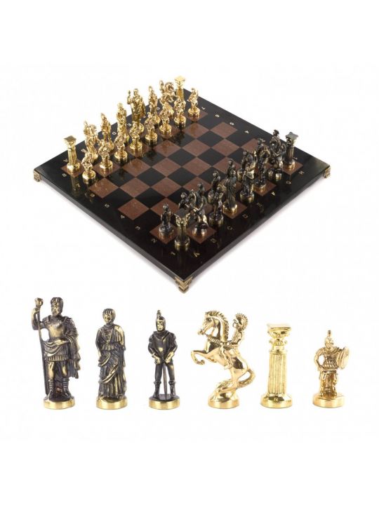 Шахматы металлические с каменной доской «Римские» 44х44 см