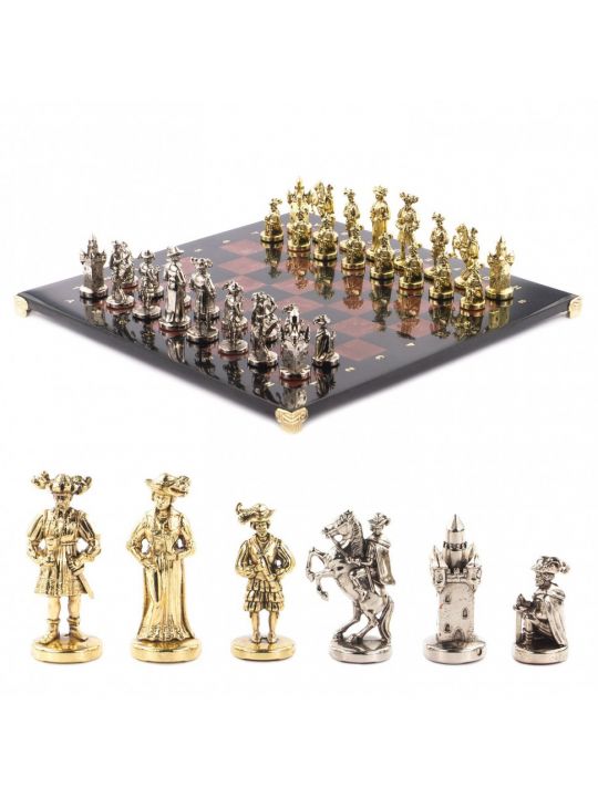 Шахматы металлические с каменной доской «Средневековье» 44х44 см