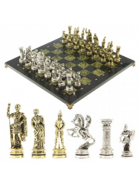 Шахматы металлические с каменной доской «Древний Рим» 44х44 см