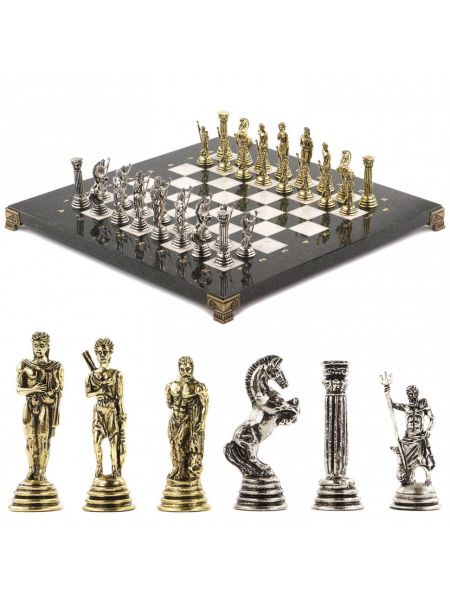 Шахматы металлические с каменной доской «Римские воины» 36х36 см