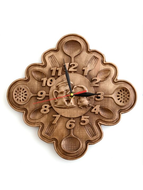 Часы резные деревянные «Ложка и поварёшка»