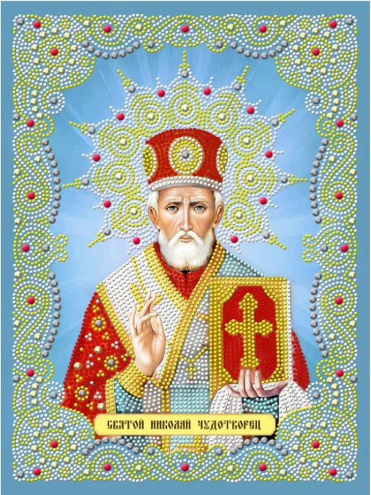 Алмазная мозаика на подрамнике «Святой Николай» икона