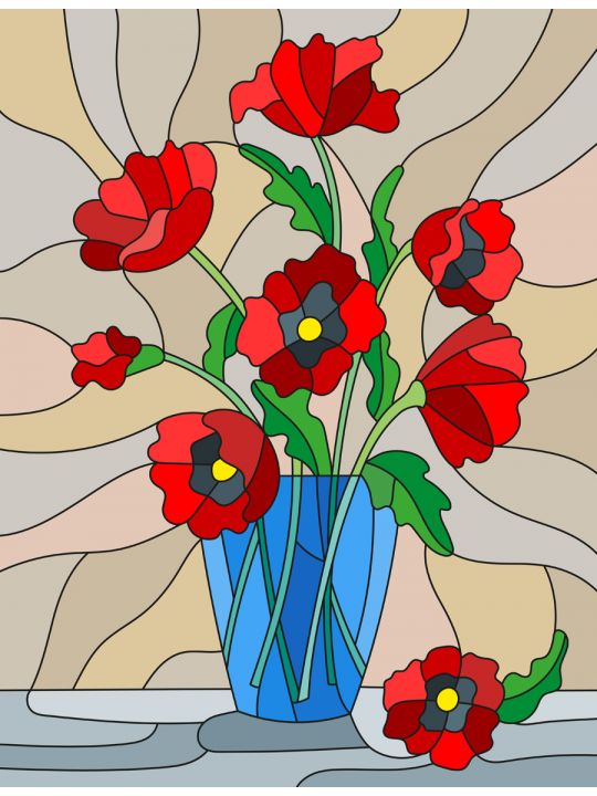 Алмазная мозаика без подрамника «Цветы в Вазе» 40x30 см, 29 цветов