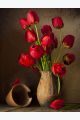 Алмазная мозаика без подрамника «Тюльпаны в Вазе» 90x70 см, 30 цветов