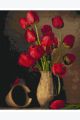Алмазная мозаика без подрамника «Тюльпаны в Вазе» 50x40 см, 30 цветов