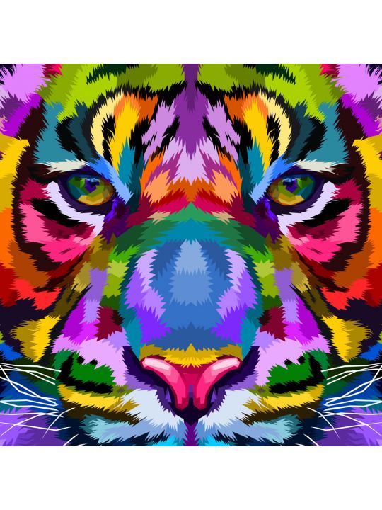Алмазная мозаика без подрамника «Тигр в красках» 100x100 см, 50 цветов