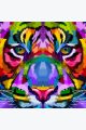 Алмазная мозаика без подрамника «Тигр в красках» 90x90 см, 29 цветов