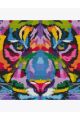 Алмазная мозаика без подрамника «Тигр в красках» 40x40 см, 30 цветов