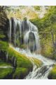 Алмазная мозаика без подрамника «Водопад в Лесу» 70x50 см, 30 цветов
