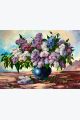 Алмазная мозаика без подрамника «Букет Сирени в Вазе» 40x30 см, 30 цветов