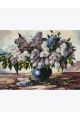 Алмазная мозаика без подрамника «Букет Сирени в Вазе» 70x50 см, 30 цветов