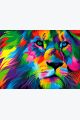 Алмазная мозаика на подрамнике «Лев в Красках» 70x50 см, 30 цветов