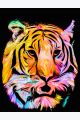 Алмазная мозаика без подрамника «Тигр в Цветных Тонах» 130x100 см