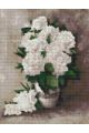 Алмазная мозаика без подрамника «Белые Пионы в Вазе» 40x30 см, 30 цветов