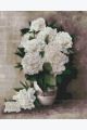 Алмазная мозаика на подрамнике «Белые Пионы в Вазе» 50x40 см, 30 цветов
