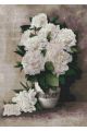 Алмазная мозаика без подрамника «Белые Пионы в Вазе» 70x50 см, 30 цветов
