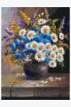 Алмазная мозаика без подрамника «Полевые Цветы в Вазе» 40x30 см, 40 цветов