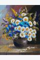 Алмазная мозаика без подрамника «Полевые Цветы в Вазе» 50x40 см, 40 цветов