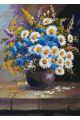 Алмазная мозаика без подрамника «Полевые Цветы в Вазе» 70x50 см, 40 цветов