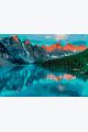 Алмазная мозаика без подрамника «Горная Река на Закате» 70x50 см, 40 цветов