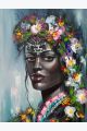 Алмазная мозаика без подрамника «Африканская Женщина» 130x100 см, 60 цветов
