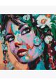 Алмазная мозаика без подрамника «Девушка в Красках» 90x90 см, 30 цветов