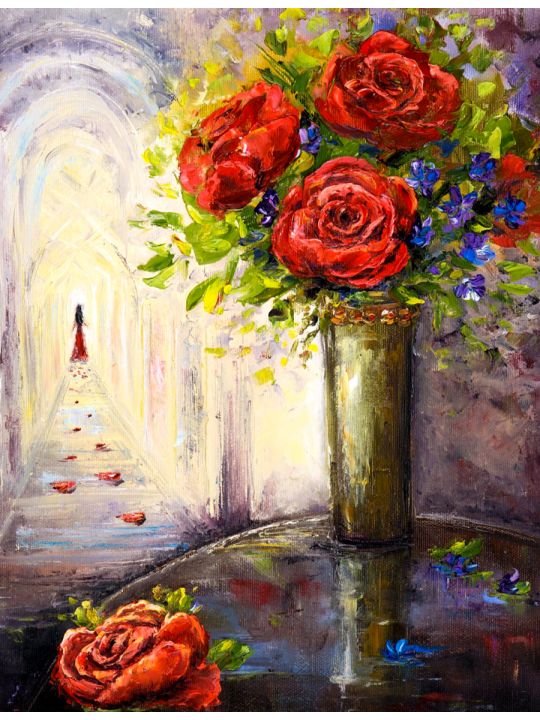 Картина интерьерная «Розы на Столе» холст 40 x 30 см