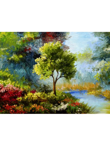 Картина интерьерная «Деревце у Речки» холст 40 x 30 см