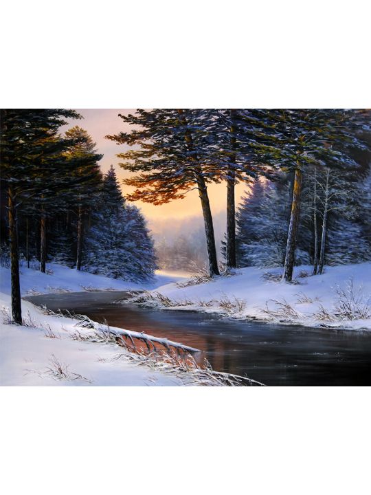 Картина интерьерная «Зимний Пейзаж Леса» холст 40 x 30 см