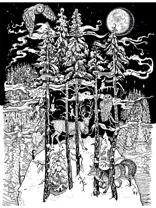 Картина интерьерная интерьерная «Лес в Ночи» холст 40 x 30 см