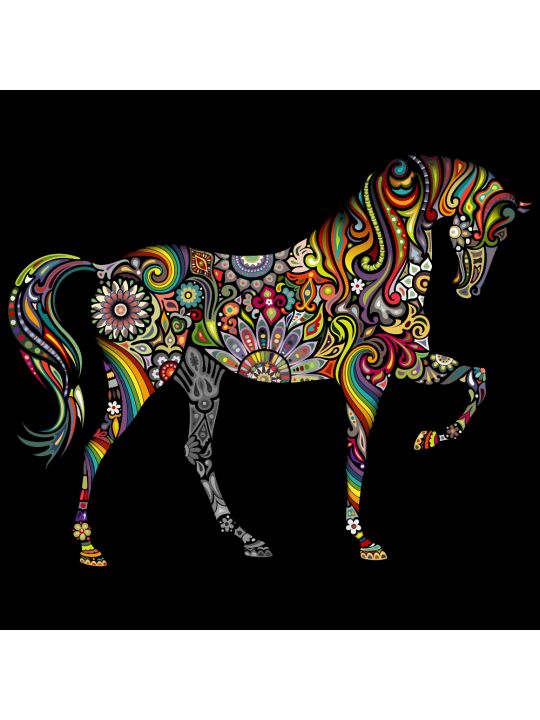 Алмазная мозаика без подрамника «Радужный Конь» 100x100 см