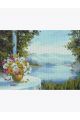 Алмазная мозаика без подрамника «Букет Цветов на Столе» 90x70 см, 30 цветов
