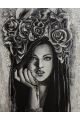 Алмазная мозаика без подрамника «Девушка и розы» 130x100 см