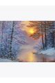 Алмазная мозаика без подрамника «Зимний лес у реки» 70x50 см, 30 цветов