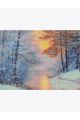 Алмазная мозаика без подрамника «Зимний лес у реки» 40x30 см, 30 цветов