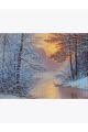 Алмазная мозаика без подрамника «Зимний лес у реки» 90x70 см, 30 цветов