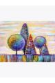 Алмазная мозаика без подрамника «Разноцветная роща» 90x70 см, 30 цветов