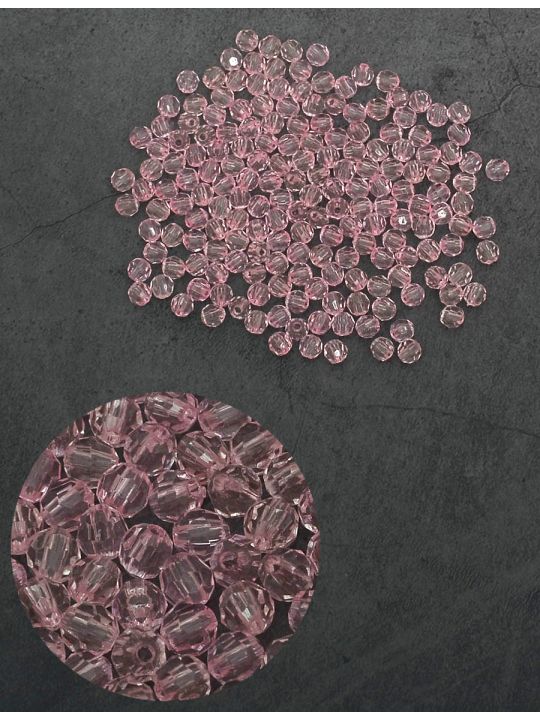 Бусины гранёные, розовые, диаметр 6 мм. упаковка 250 гр.
