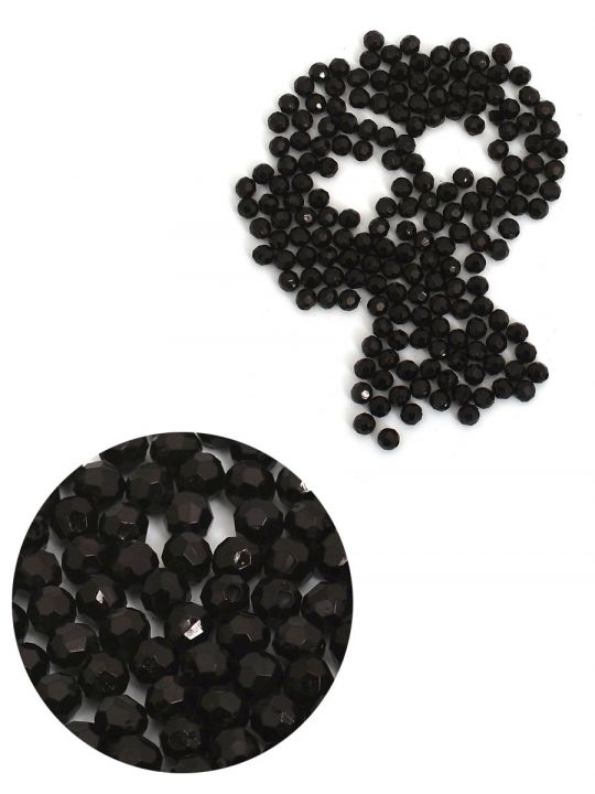 Бусины гранёные, чёрные, диаметр 6 мм. упаковка 250 гр.