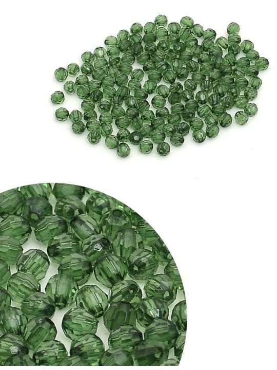 Бусины гранёные, тёмно-зелёные, диаметр 6 мм. упаковка 250 гр.