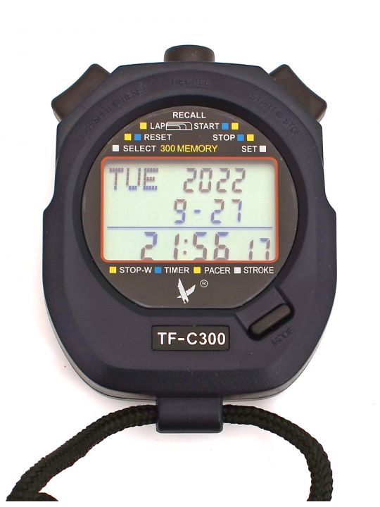 Секундомер профессиональный спортивный TF-C300, электронный 300 ячеек памяти