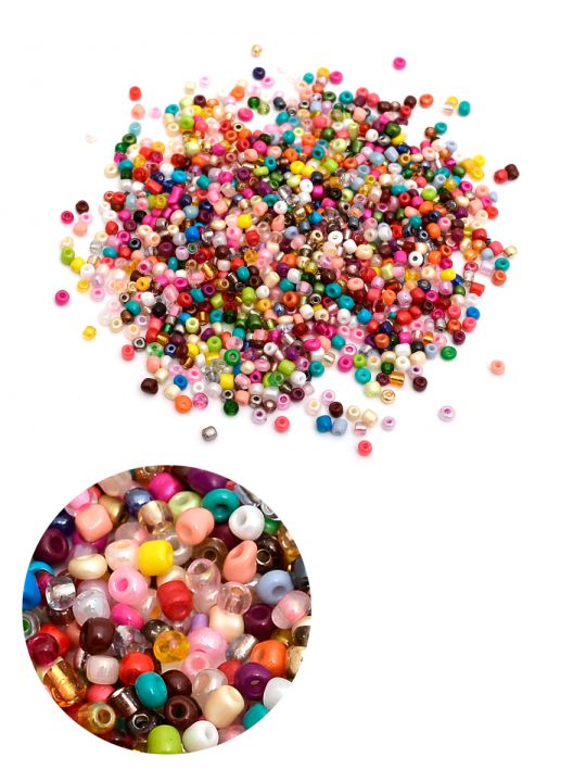 Бисер «Glass bead» разноцветный размер 6, фасовка 50 гр